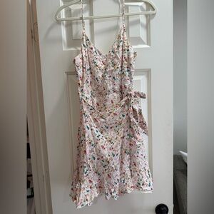 Floral Print Pink Wrap Sundress